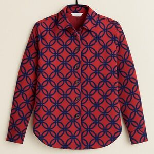 J.Crew Red and Purple Pocket Popover Shirt